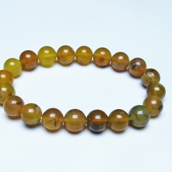 オパール ブレスレット 10mm イエローオパール コモンオパール 一点物 メール便可 [M便 1/10] 111-48727