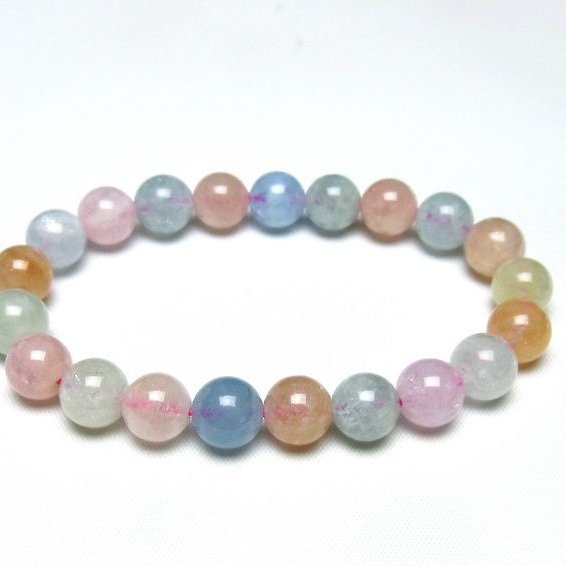 ミックスカラーベリル ブレスレット 9mm 一点物 メール便可 [M便 1/10] 111-48874