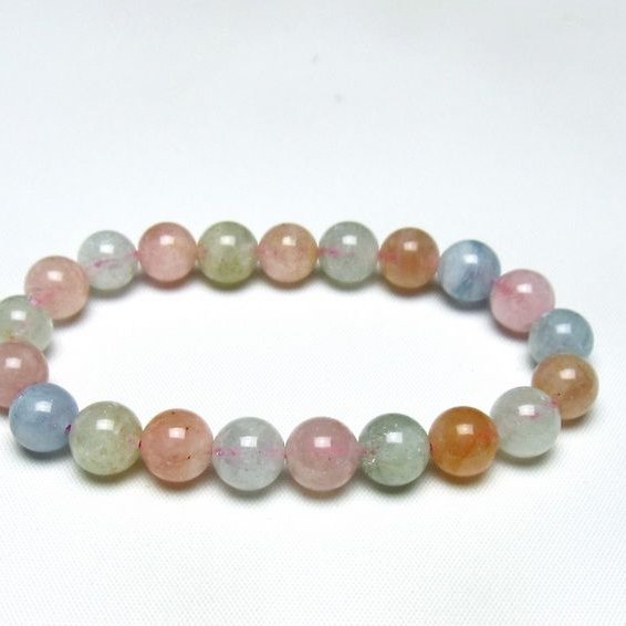 ミックスカラーベリル ブレスレット 9mm 一点物 メール便可 [M便 1/10] 111-48877
