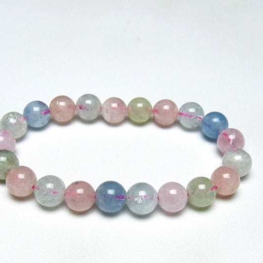 ミックスカラーベリル ブレスレット 9mm 一点物 メール便可 [M便 1/10] 111-48882