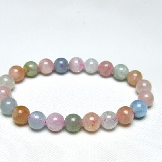 ミックスカラーベリル ブレスレット 9mm 一点物 メール便可 [M便 1/10] 111-48883