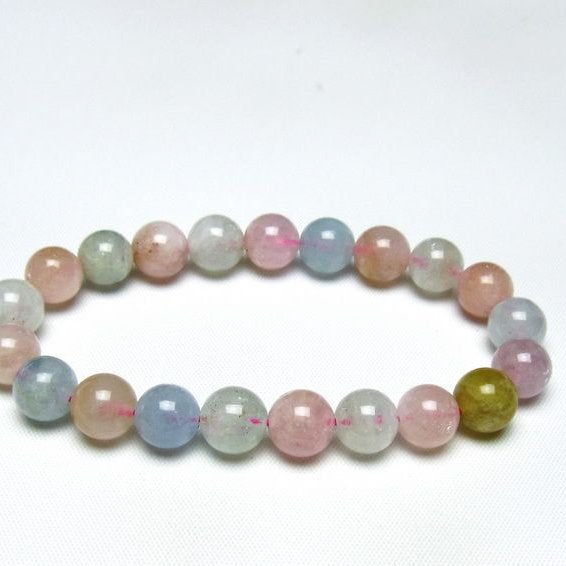 ミックスカラーベリル ブレスレット 9mm 一点物 メール便可 [M便 1/10] 111-48885