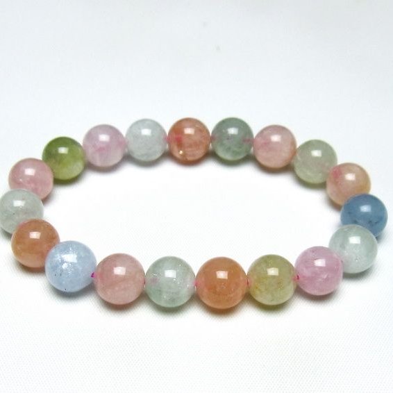 ミックスカラーベリル ブレスレット 11mm 一点物 メール便可 [M便 1/10] 111-48895