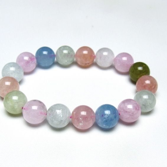 ミックスカラーベリル ブレスレット 12mm 一点物 メール便可 [M便 1/10] 111-48899