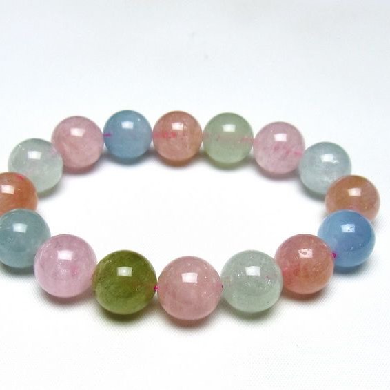 ミックスカラーベリル ブレスレット 13mm 一点物 メール便可 [M便 1/10] 111-48902