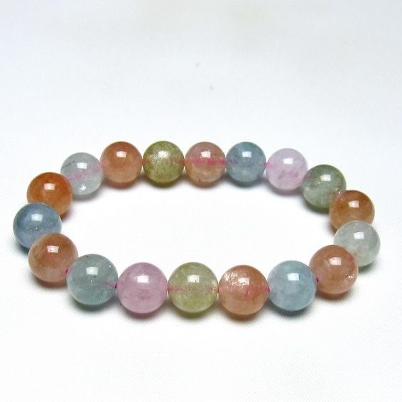 ミックスカラーベリル ブレスレット 11mm 一点物 メール便可 [M便 1/10] 111-48922