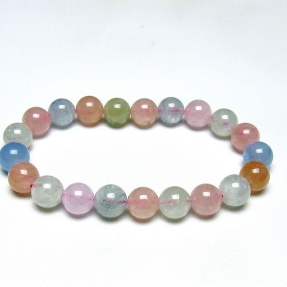 ミックスカラーベリル ブレスレット 10mm 一点物 メール便可 [M便 1/10] 111-48925
