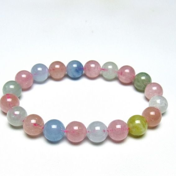 ミックスカラーベリル ブレスレット 10mm 一点物 メール便可 [M便 1/10] 111-48926