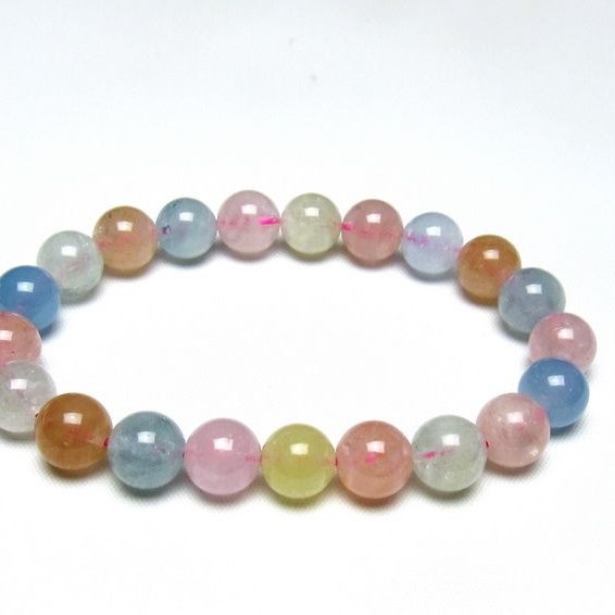ミックスカラーベリル ブレスレット 10mm 一点物 メール便可 [M便 1/10] 111-48927