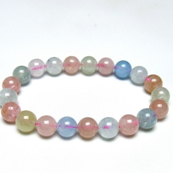 ミックスカラーベリル ブレスレット 10mm 一点物 メール便可 [M便 1/10] 111-48928