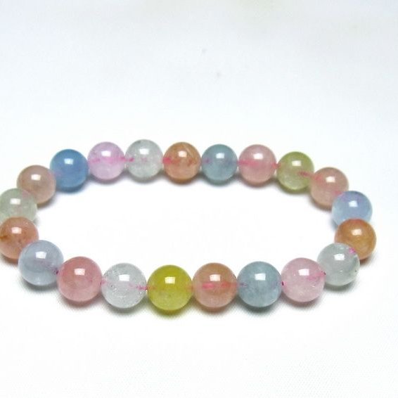 ミックスカラーベリル ブレスレット 10mm 一点物 メール便可 [M便 1/10] 111-48929