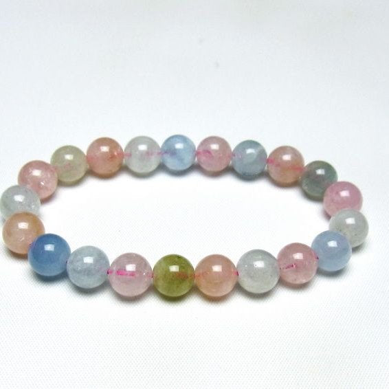 ミックスカラーベリル ブレスレット 9mm 一点物 メール便可 [M便 1/10] 111-48934