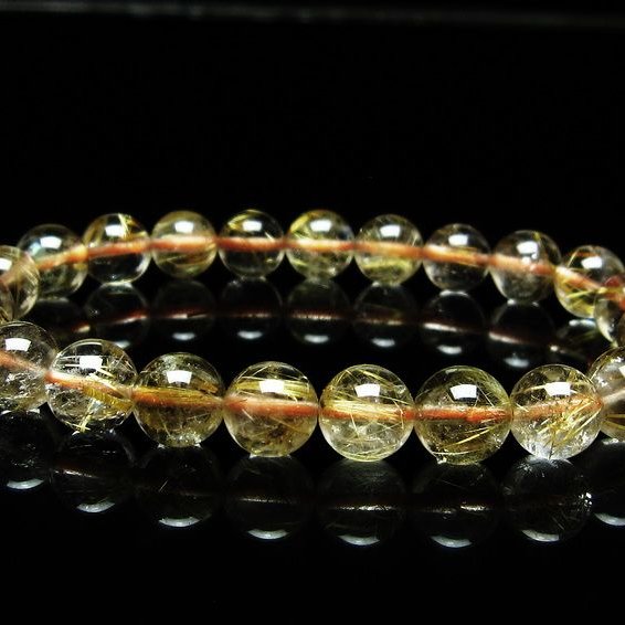 ルチルクォーツ ブレスレット 8mm タイチンルチルクォーツ タイチンルチル 一点物 メール便可 [M便 1/10] 111-48957