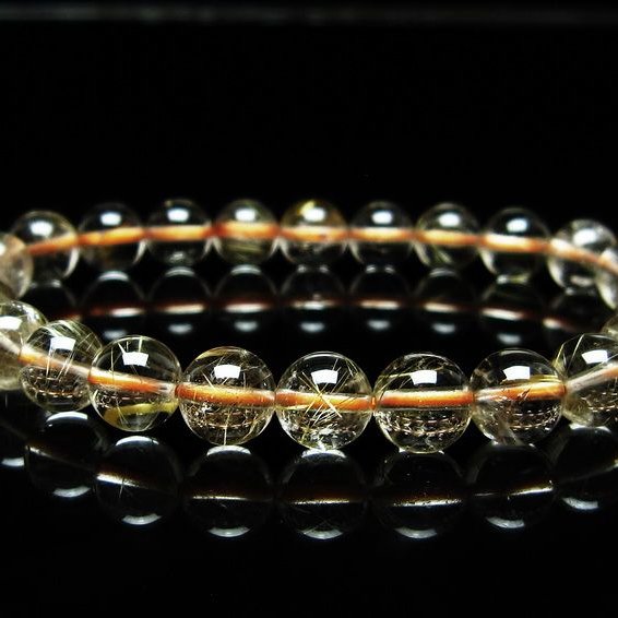 ルチルクォーツ ブレスレット 8mm タイチンルチルクォーツ タイチンルチル 一点物 メール便可 [M便 1/10] 111-48962