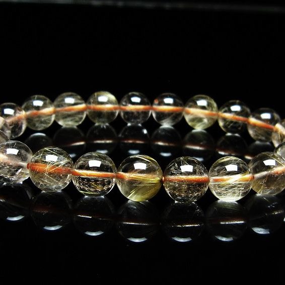 ルチルクォーツ ブレスレット 9mm タイチンルチルクォーツ タイチンルチル 一点物 メール便可 [M便 1/10] 111-48969