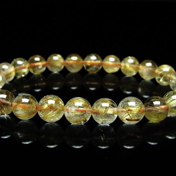 ルチルクォーツ ブレスレット 8mm タイチンルチルクォーツ タイチンルチル 一点物 メール便可 [M便 1/10] 111-49038