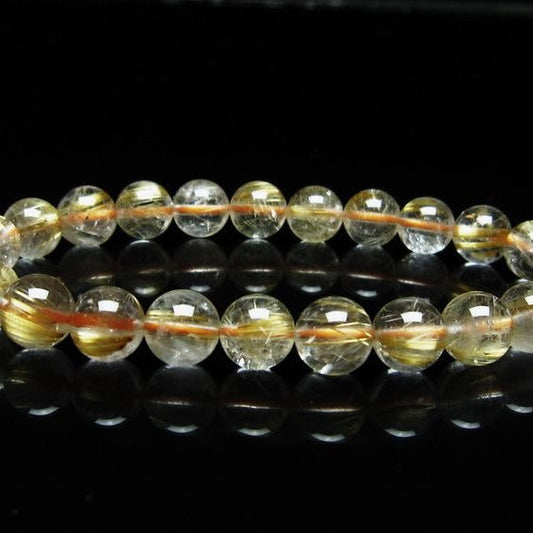 ルチルクォーツ ブレスレット 8mm タイチンルチルクォーツ タイチンルチル 一点物 メール便可 [M便 1/10] 111-49131