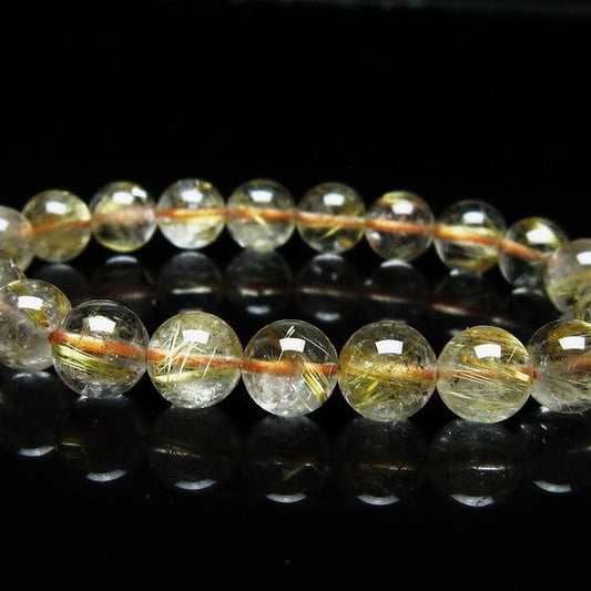 ルチルクォーツ ブレスレット 9mm タイチンルチル ブレスレット メール便可 [M便 1/10] 111-49154