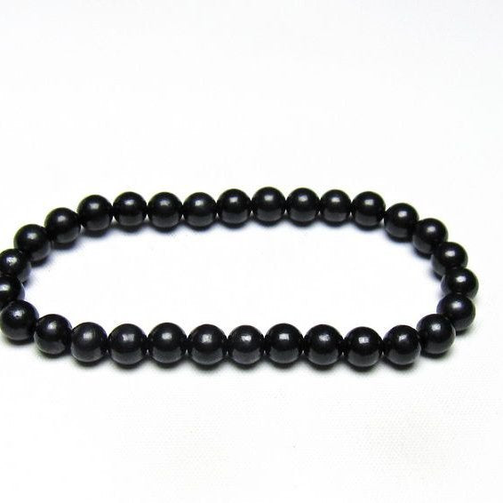 シュンガイト ブレスレット 6mm 一点物 メール便可 111-49620