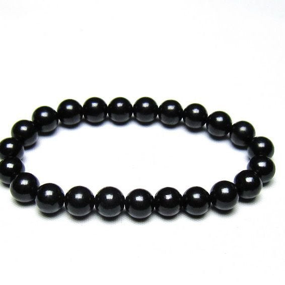 シュンガイト ブレスレット 8mm 一点物 メール便可 111-49681