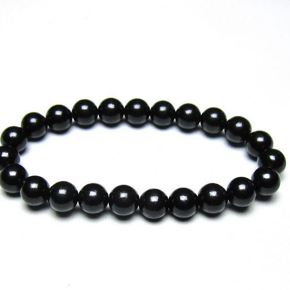 シュンガイト ブレスレット 8mm 一点物 メール便可 111-49683