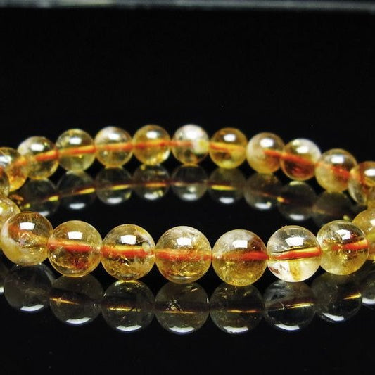 シトリン ブレスレット 虹入り 8mm シトリンクォーツ ブレスメール便可 一点物 111-50356