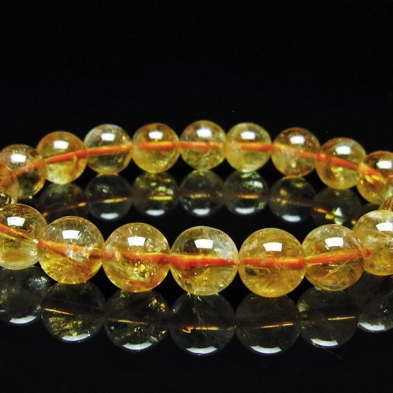 シトリン ブレスレット 虹入り 9mm シトリンクォーツ ブレスメール便可 一点物 111-50364