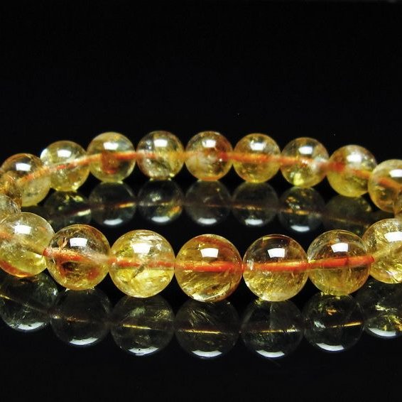 シトリン ブレスレット 虹入り 10mm シトリンクォーツ ブレスメール便可 一点物 111-50366