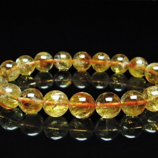 シトリン ブレスレット 虹入り 10mm シトリンクォーツ ブレスメール便可 一点物 111-50366