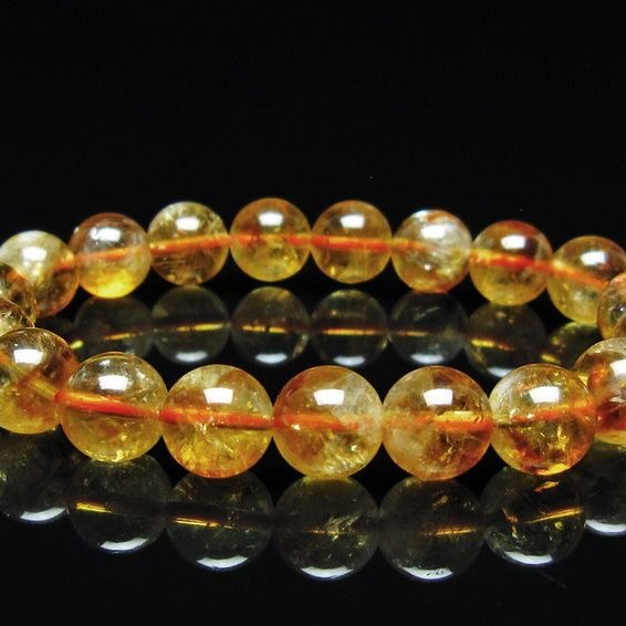 シトリン ブレスレット 虹入り 10mm シトリンクォーツ ブレスメール便可 一点物 111-50367