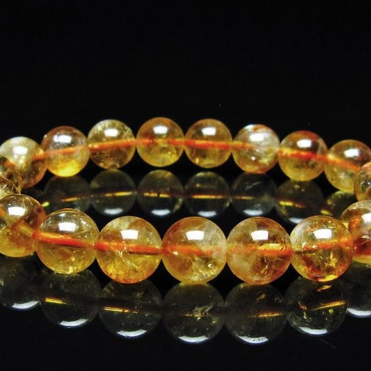 シトリン ブレスレット 虹入り 10mm シトリンクォーツ ブレスメール便可 一点物 111-50367