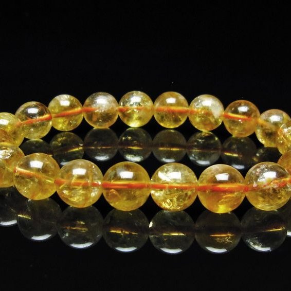 シトリン ブレスレット 虹入り 10mm シトリンクォーツ ブレスメール便可 一点物 111-50368