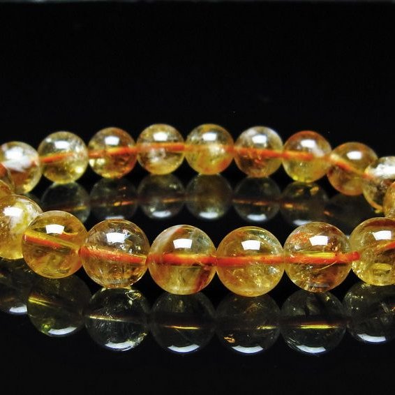 シトリン ブレスレット 虹入り 10mm シトリンクォーツ ブレスメール便可 一点物 111-50370