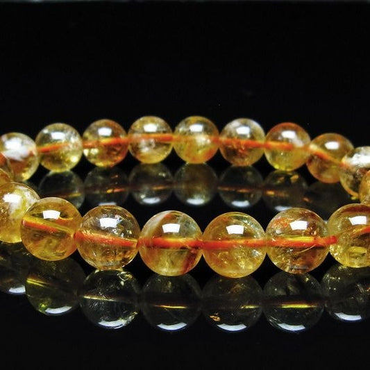 シトリン ブレスレット 虹入り 10mm シトリンクォーツ ブレスメール便可 一点物 111-50370