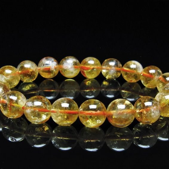 シトリン ブレスレット 虹入り 10mm シトリンクォーツ ブレスメール便可 一点物 111-50372