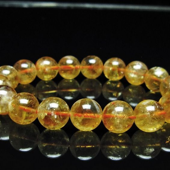 シトリン ブレスレット 虹入り 11mm シトリンクォーツ ブレスメール便可 一点物 111-50373
