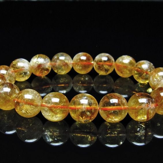 シトリン ブレスレット 虹入り 11mm シトリンクォーツ ブレスメール便可 一点物 111-50374