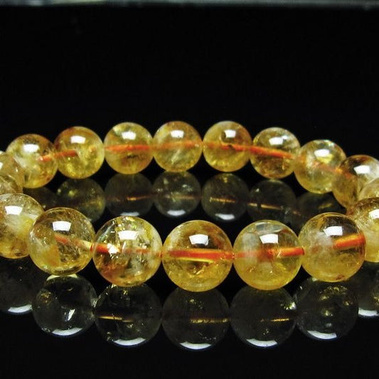 シトリン ブレスレット 虹入り 11mm シトリンクォーツ ブレスメール便可 一点物 111-50375