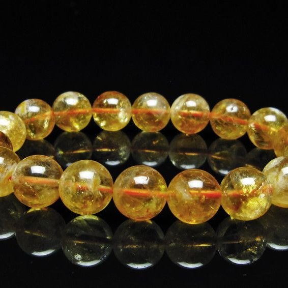 シトリン ブレスレット 虹入り 11mm シトリンクォーツ ブレスメール便可 一点物 111-50376