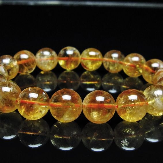 シトリン ブレスレット 虹入り 12mm シトリンクォーツ ブレスメール便可 一点物 111-50379