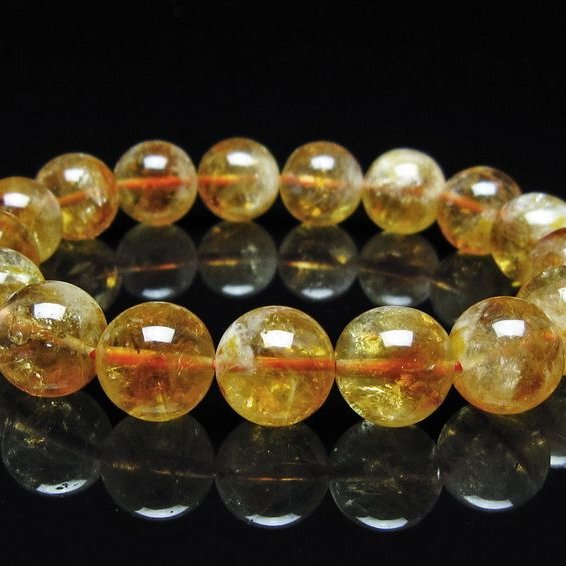 シトリン ブレスレット 虹入り 12mm シトリンクォーツ ブレスメール便可 一点物 111-50380