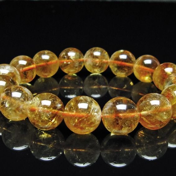 シトリン ブレスレット 虹入り 13mm シトリンクォーツ ブレスメール便可 一点物 111-50381
