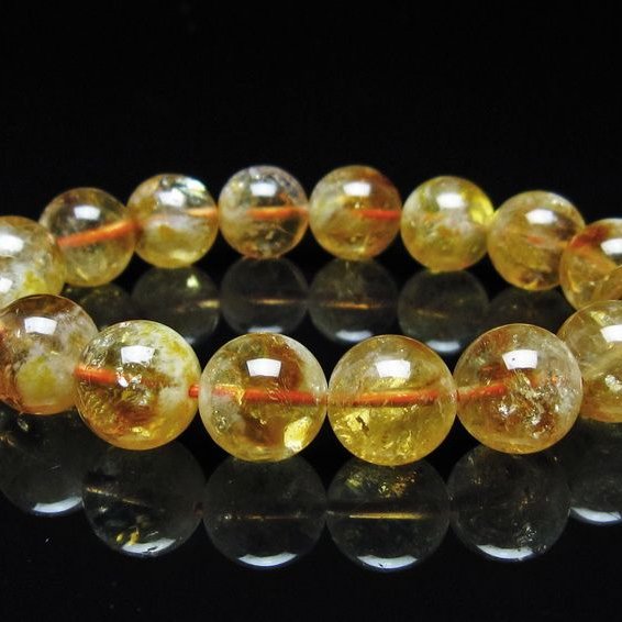 シトリン ブレスレット 虹入り 13mm シトリンクォーツ ブレスメール便可 一点物 111-50383