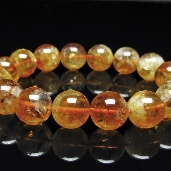 シトリン ブレスレット 虹入り 13mm シトリンクォーツ ブレスメール便可 一点物 111-50384