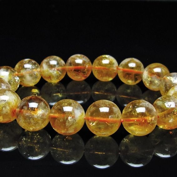 シトリン ブレスレット 虹入り 13mm シトリンクォーツ ブレスメール便可 一点物 111-50385