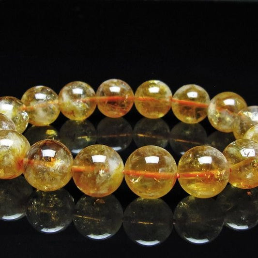 シトリン ブレスレット 虹入り 13mm シトリンクォーツ ブレスメール便可 一点物 111-50385