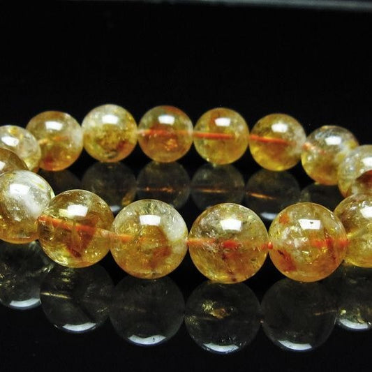 シトリン ブレスレット 虹入り 13mm シトリンクォーツ ブレスメール便可 一点物 111-50386