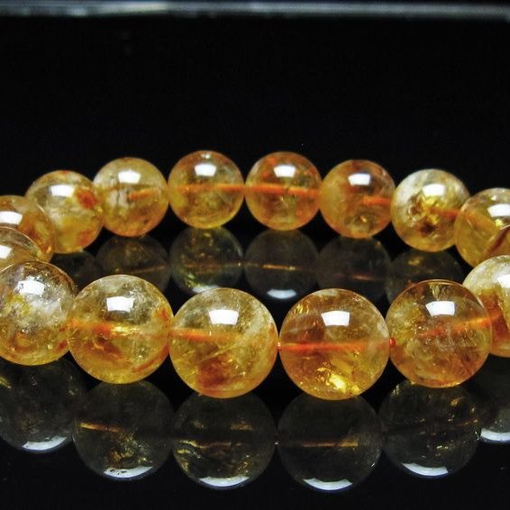 シトリン ブレスレット 虹入り 14mm シトリンクォーツ ブレスメール便可 一点物 111-50387