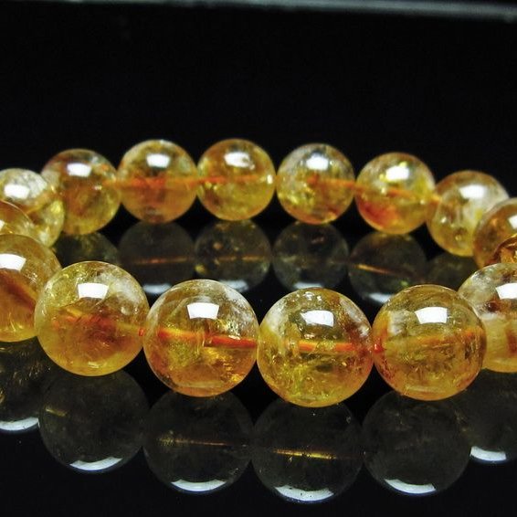 シトリン ブレスレット 虹入り 14mm シトリンクォーツ ブレスメール便可 一点物 111-50389
