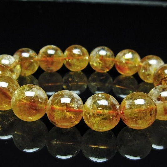 シトリン ブレスレット 虹入り 14mm シトリンクォーツ ブレスメール便可 一点物 111-50389